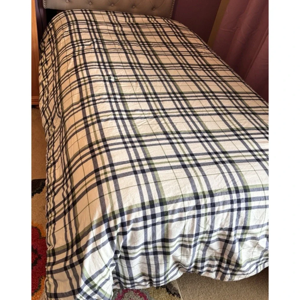 Tommy Hilfiger Flannel Comforter Twin Plaid + 3 Shams Nautical Coastal Classic